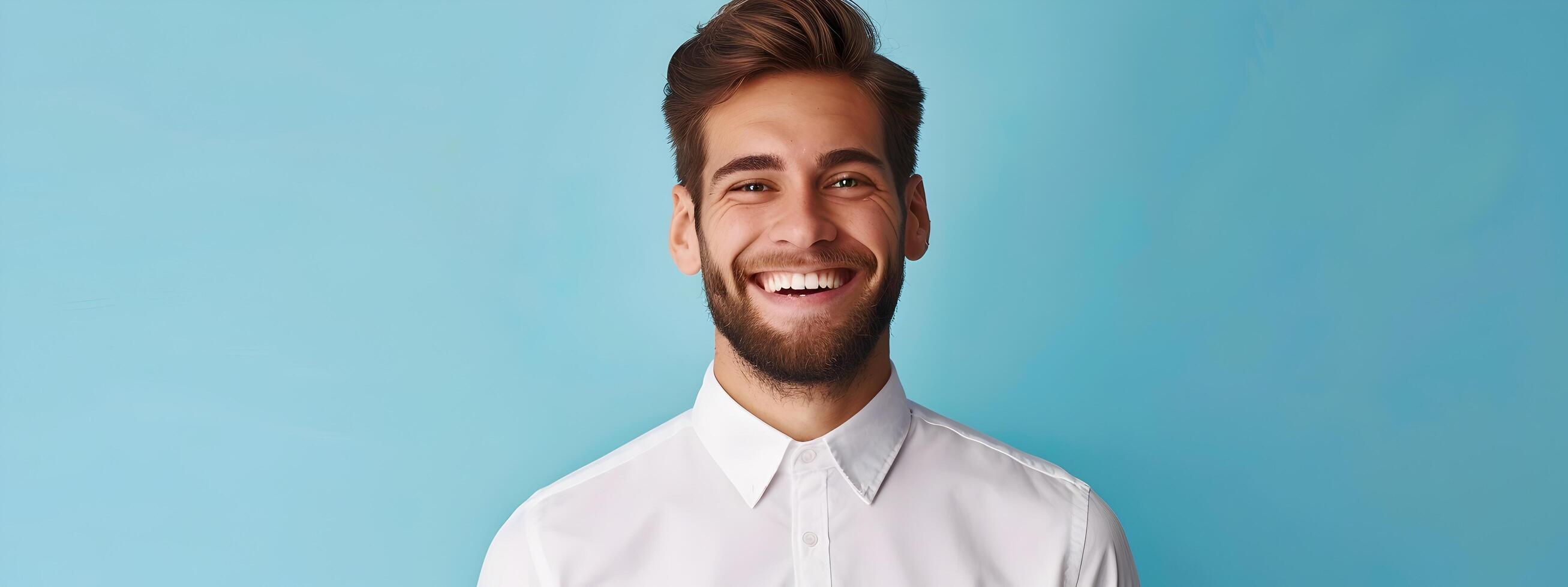 Cheerful Young Business Manager Posing in Colorful Studio photo