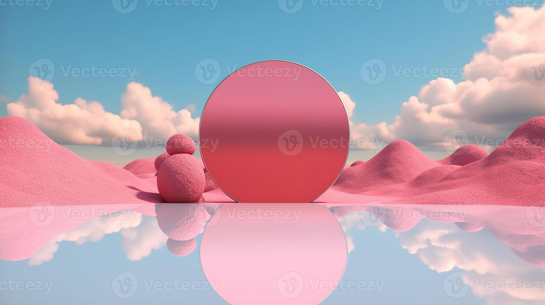 Abstract fantastic background. Surreal fantasy landscape. Pink desert photo