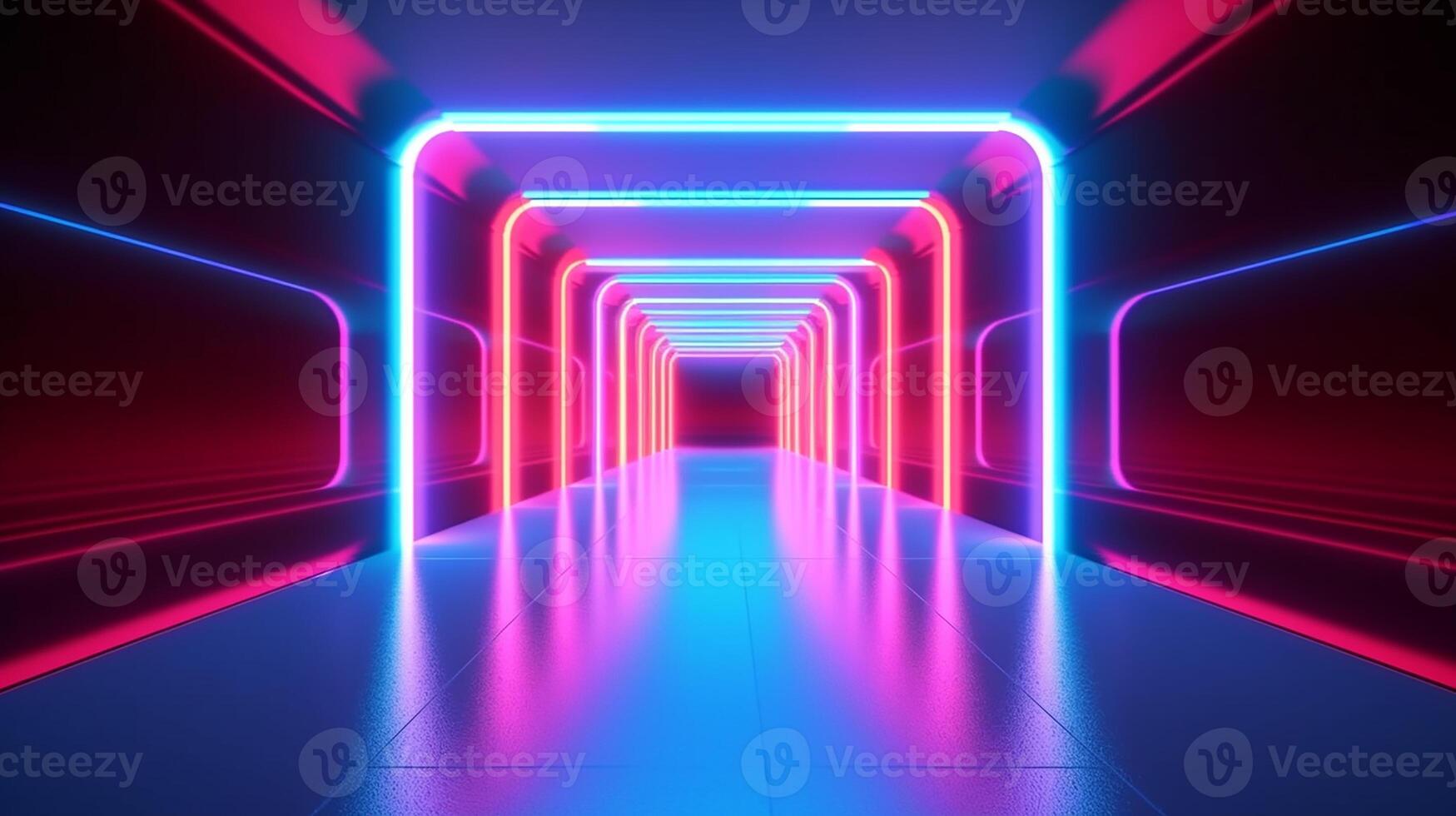 red blue neon light, illuminated corridor, tunnel, empty space, ultraviolet light photo