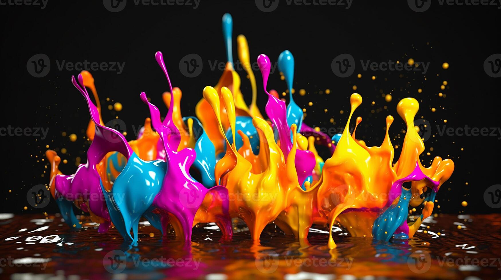 Colorful liquid splash render photo