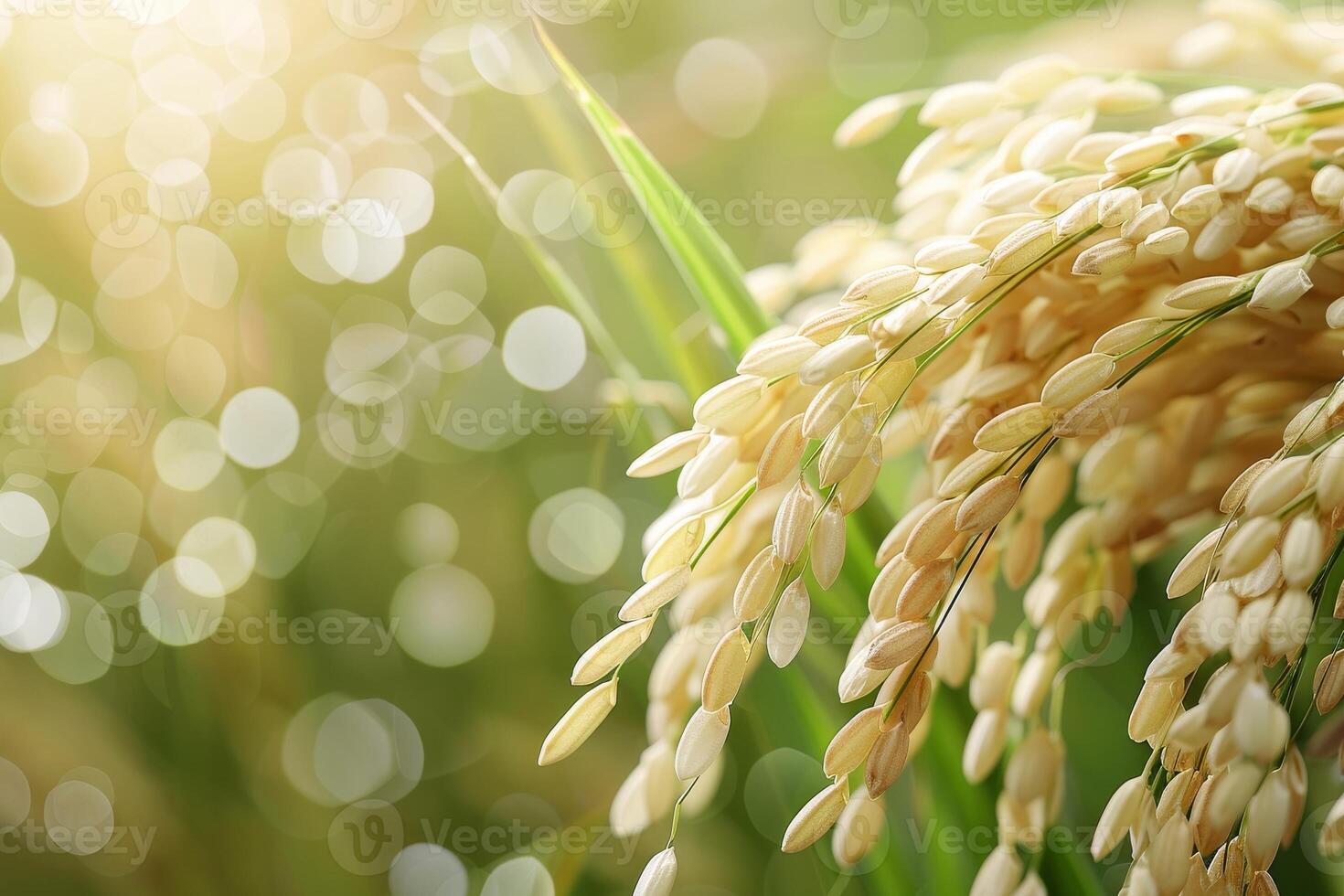 Golden Rice Crops in a Lush Green Field photo