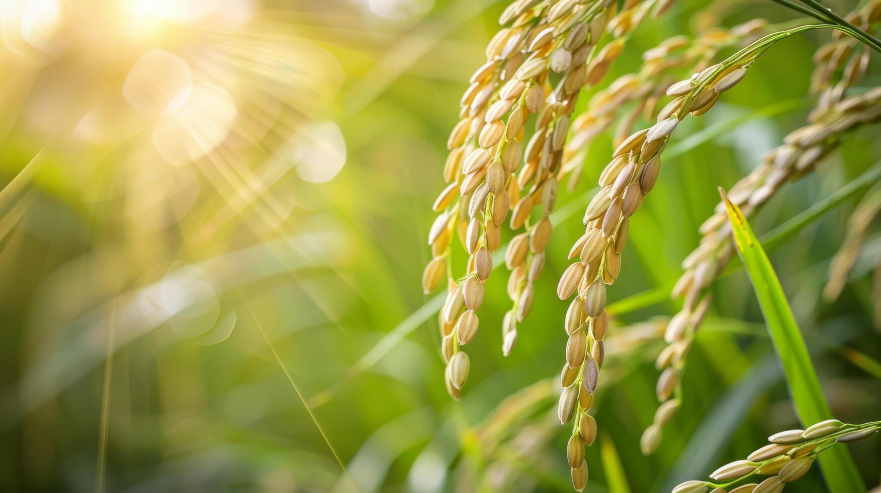 Golden Rice Crops in a Lush Green Field photo