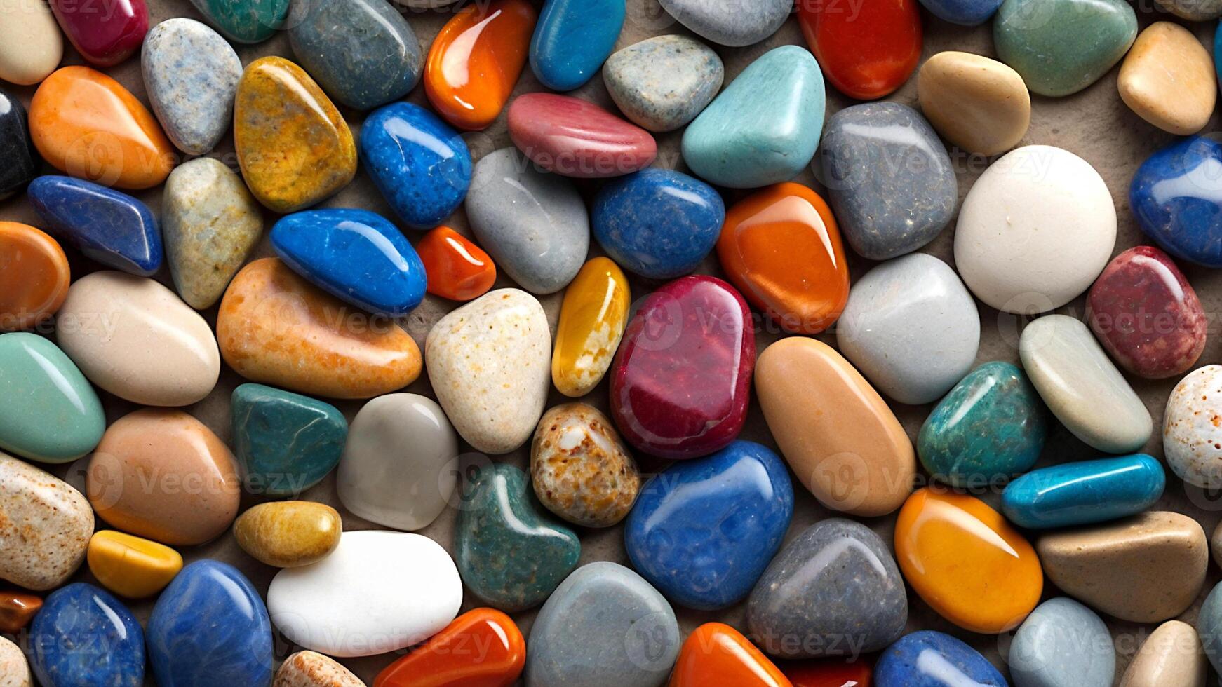 Colorful colored beach stones Abstract summer background photo