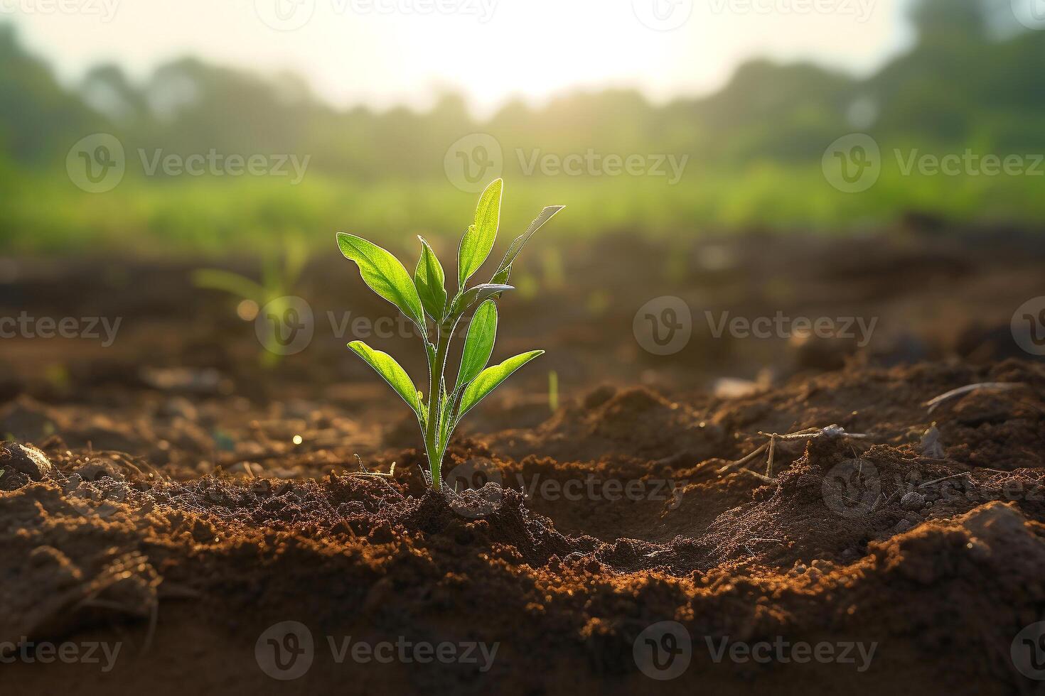 Young Withania plant growing in field photo