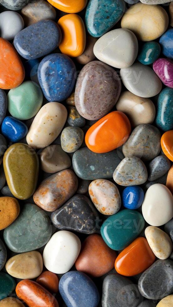 Colorful colored beach stones Abstract summer background photo