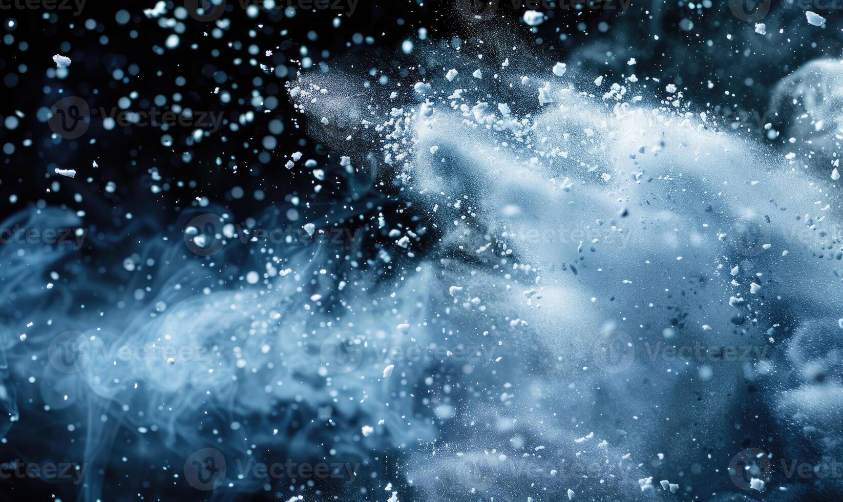 Snow explosion on black background photo