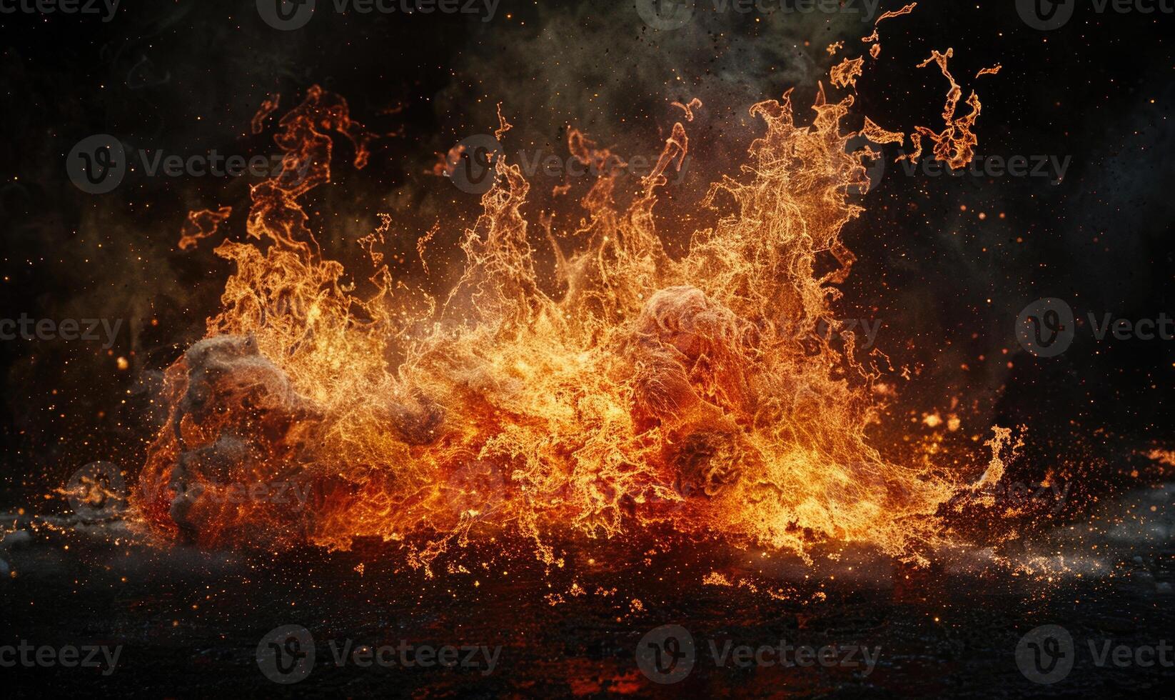a fiery burst against a black background photo