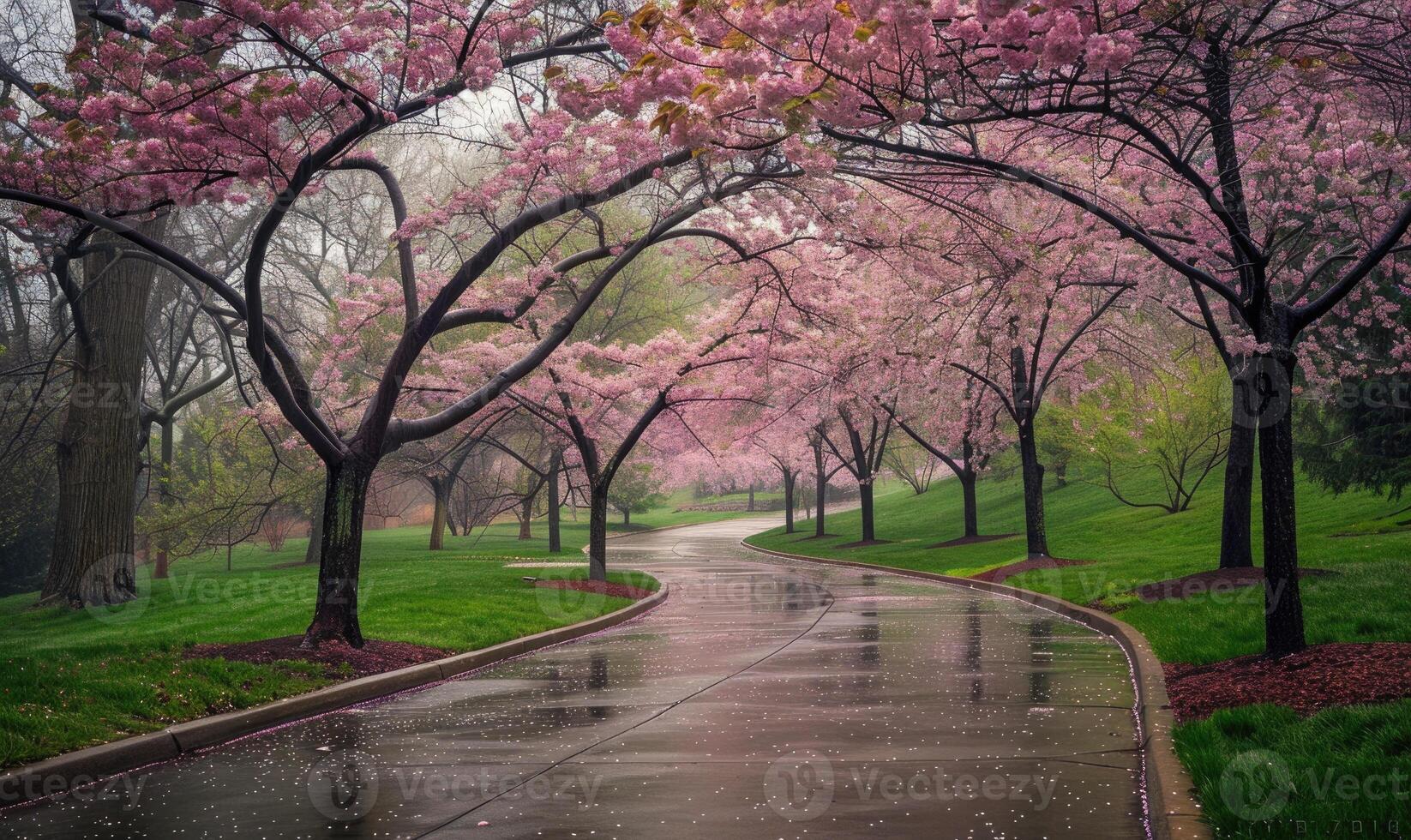 Cherry blossoms under the rain, nature background photo