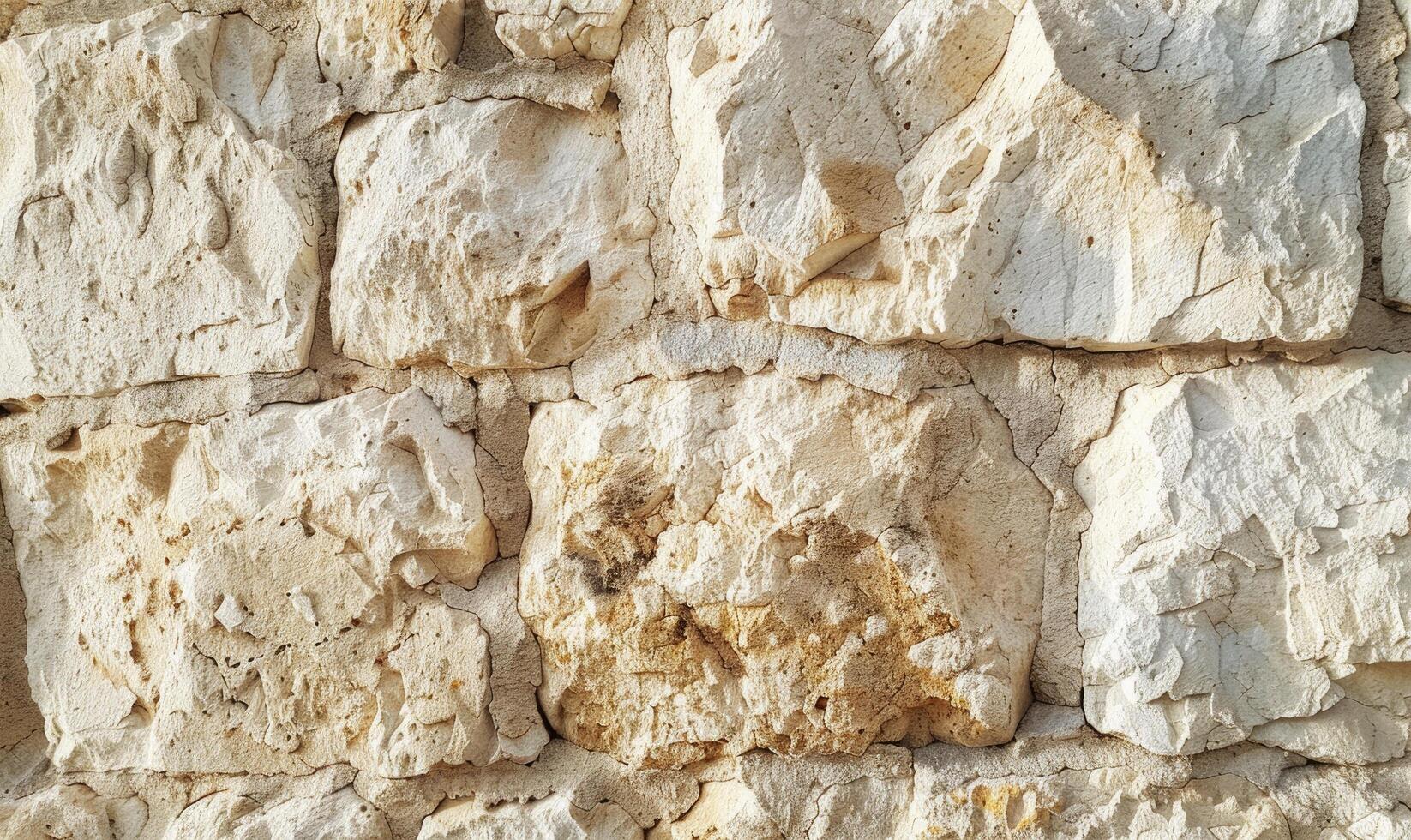Rough-hewn limestone wall photo
