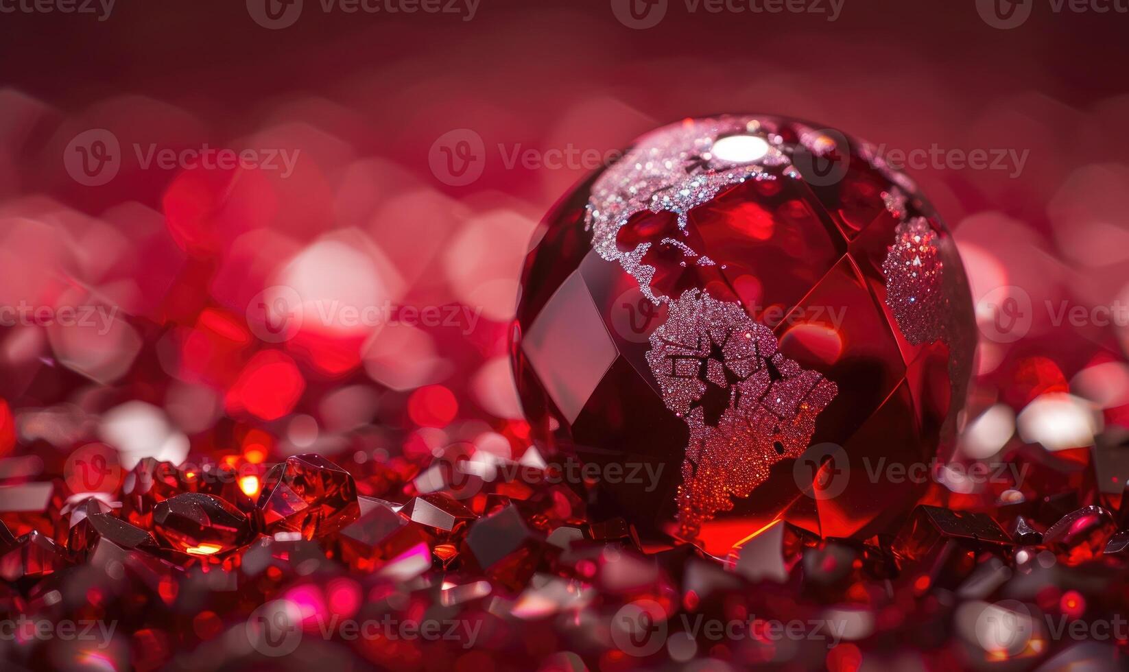 Earth globe on garnet sphere photo