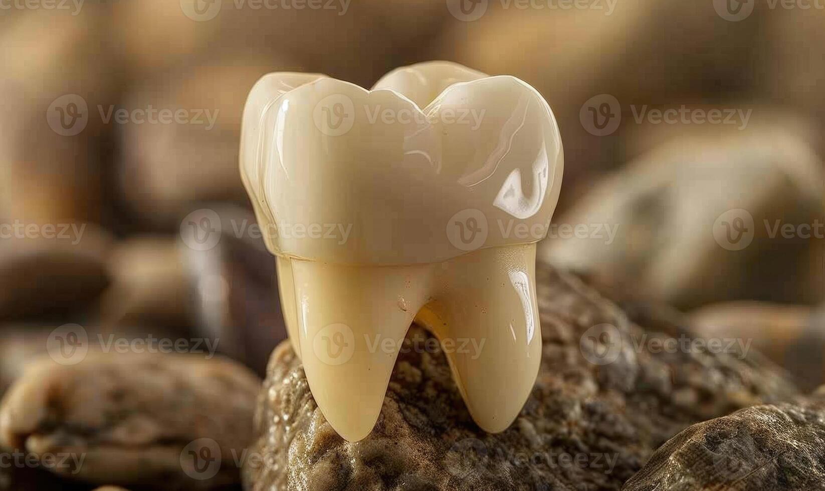 Close-up of a single healthy tooth with no surrounding gums photo