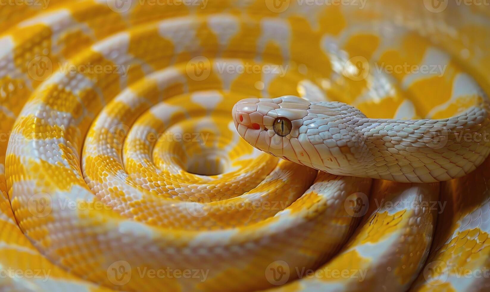 yellow snake in a geometric vortex photo