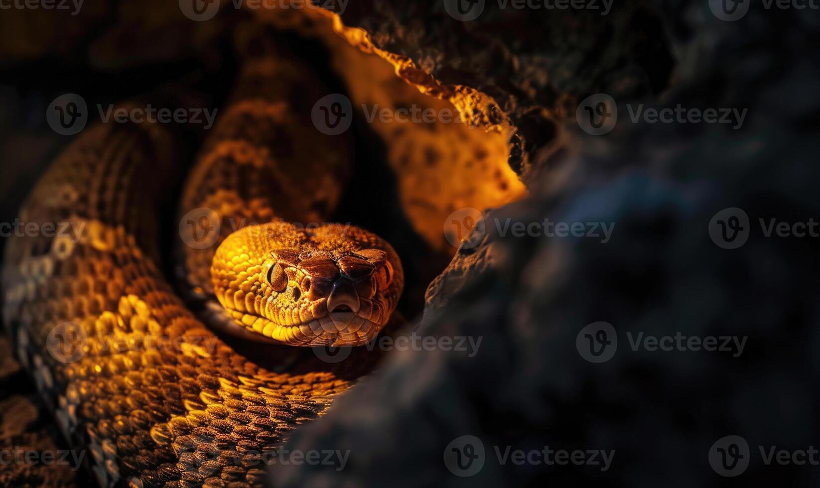 Snake in the under the stone photo
