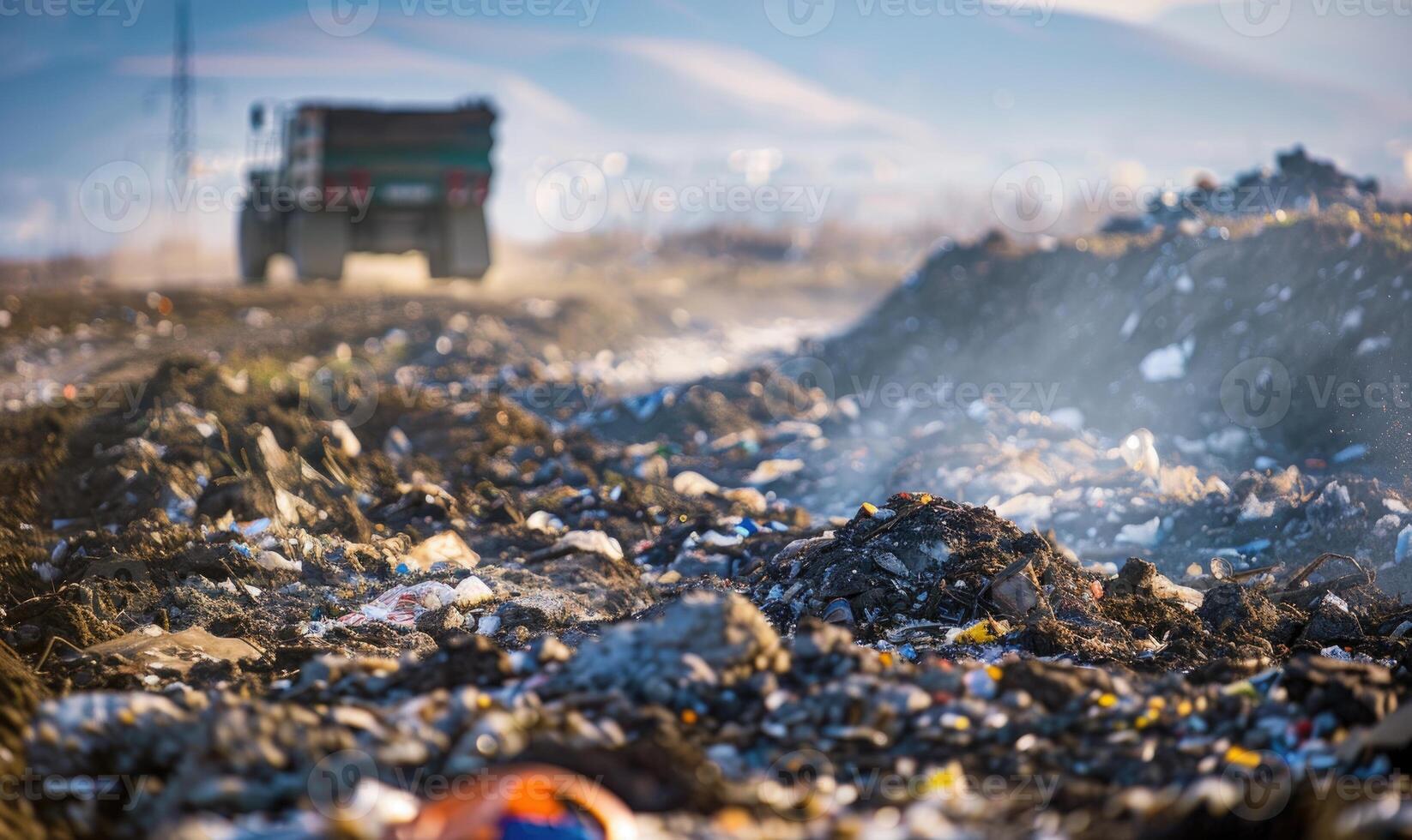 garbage dump close up view, ecological problems photo