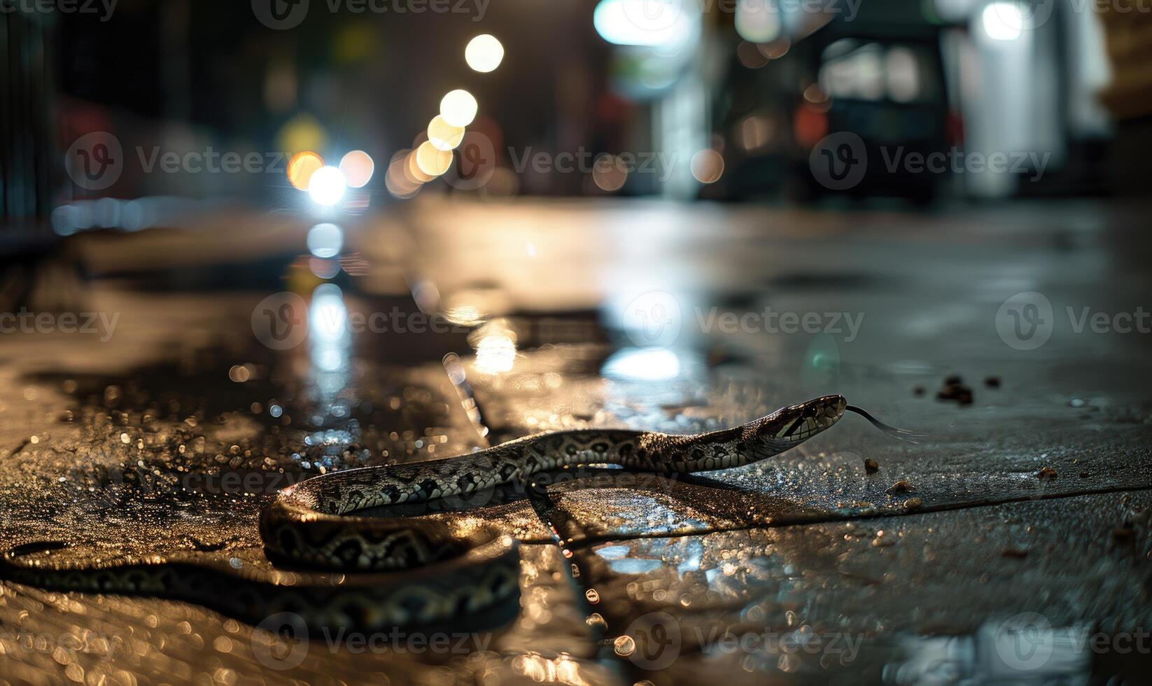 Snake on a sidewalk photo