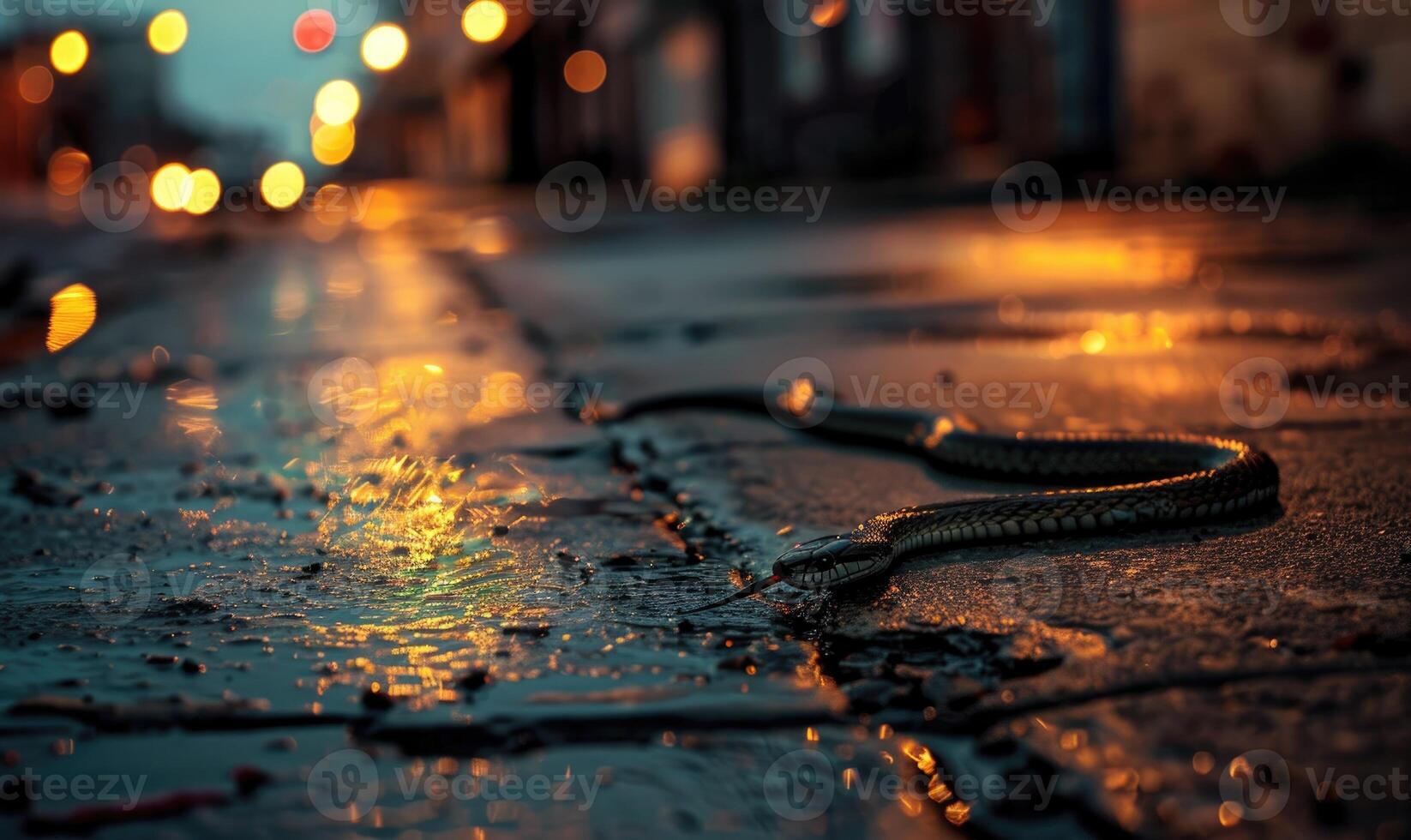 Snake on a sidewalk photo