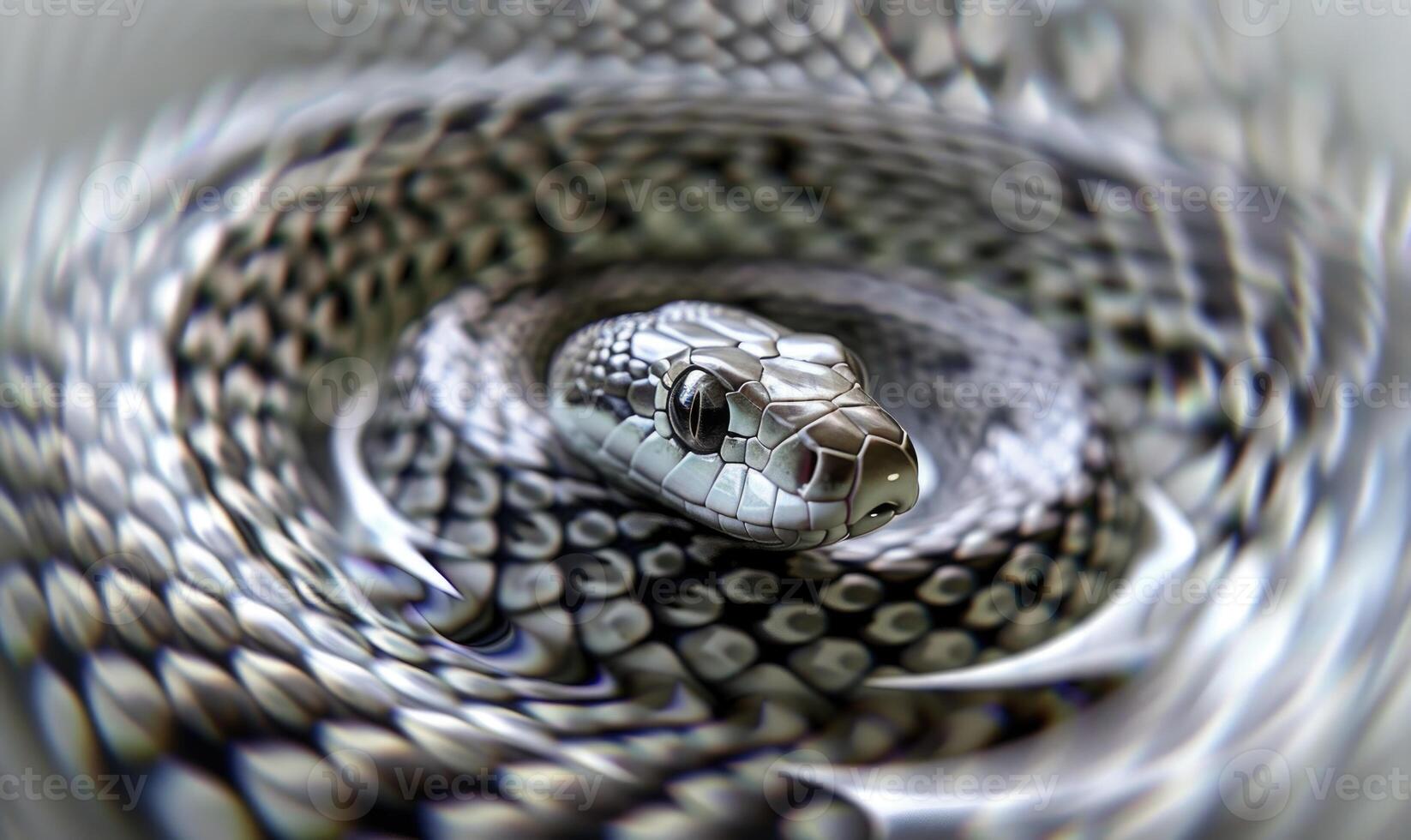 Snake in a geometric maze, monochrome portrait of the snake photo