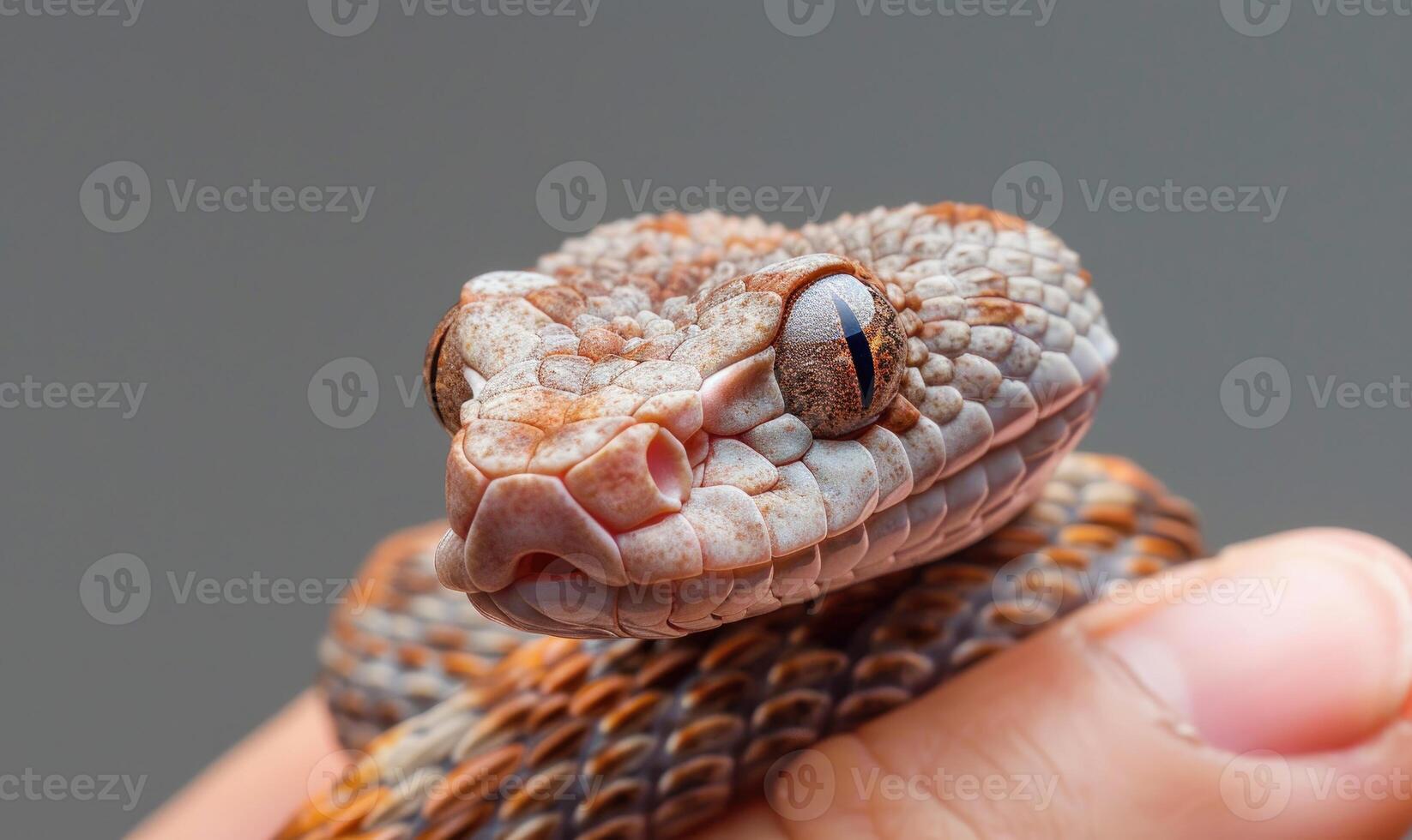Snake on human hand photo