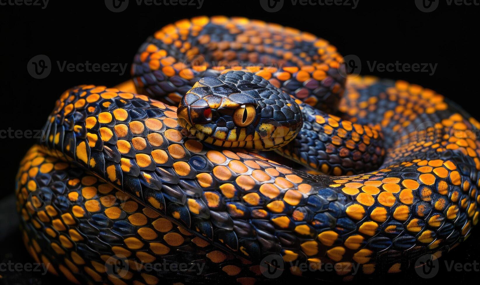 Snake entwined in geometric patterns photo