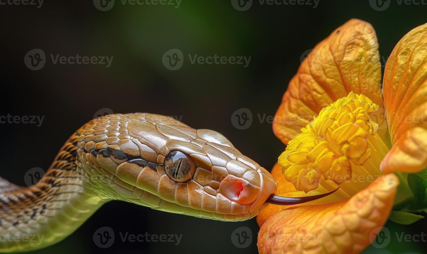 Snake with a flower photo