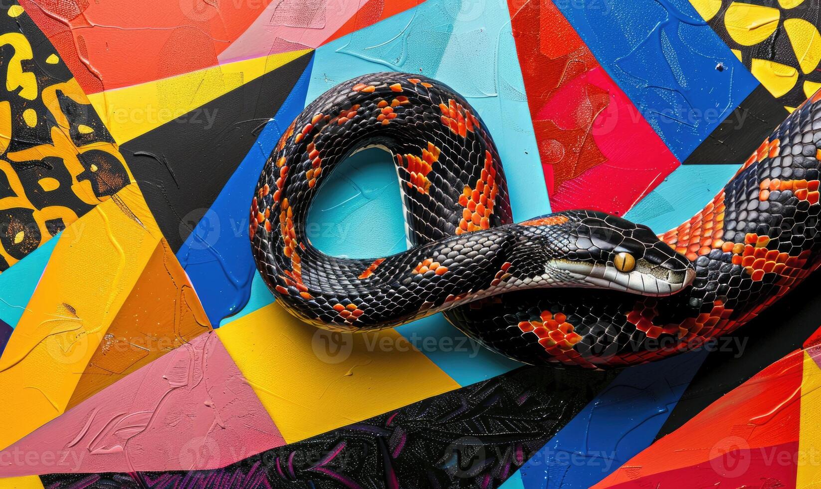 Snake with geometric shapes photo
