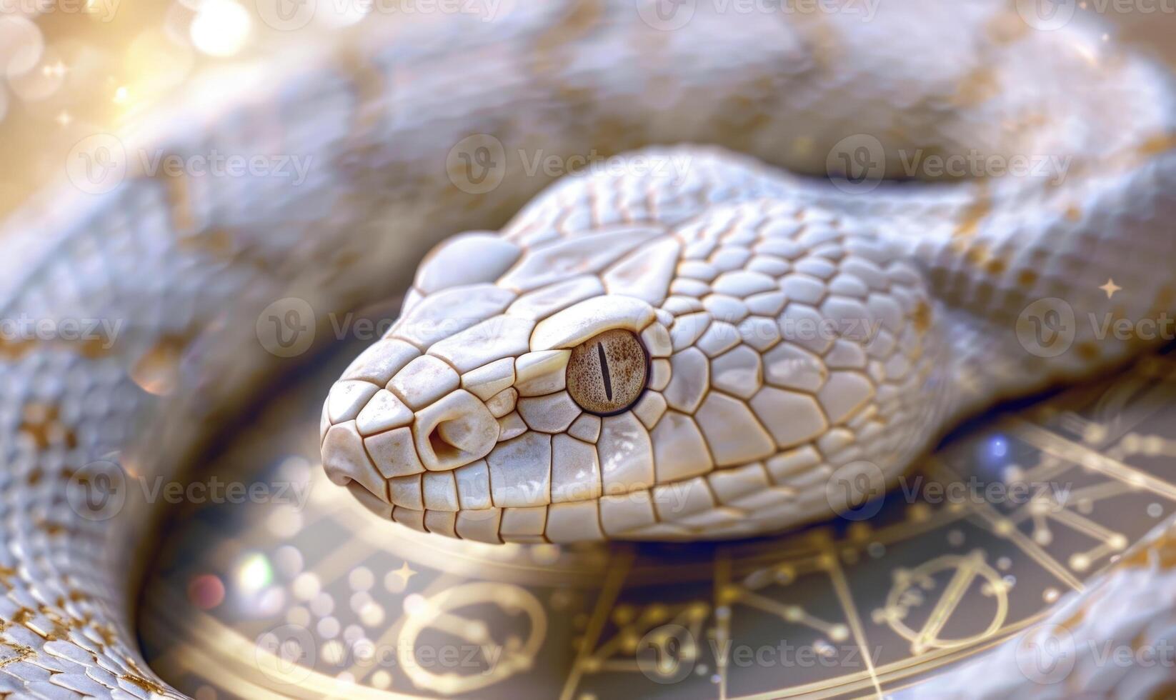 White snake with astrological symbols photo