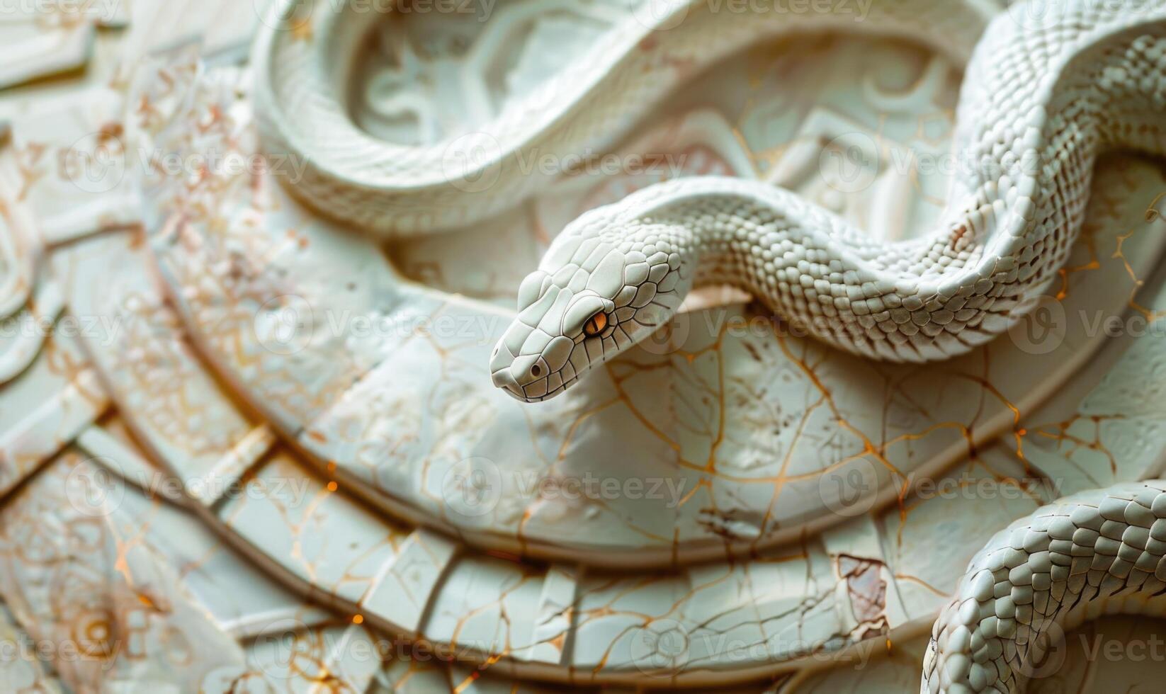 White snake on astrological glyphs photo