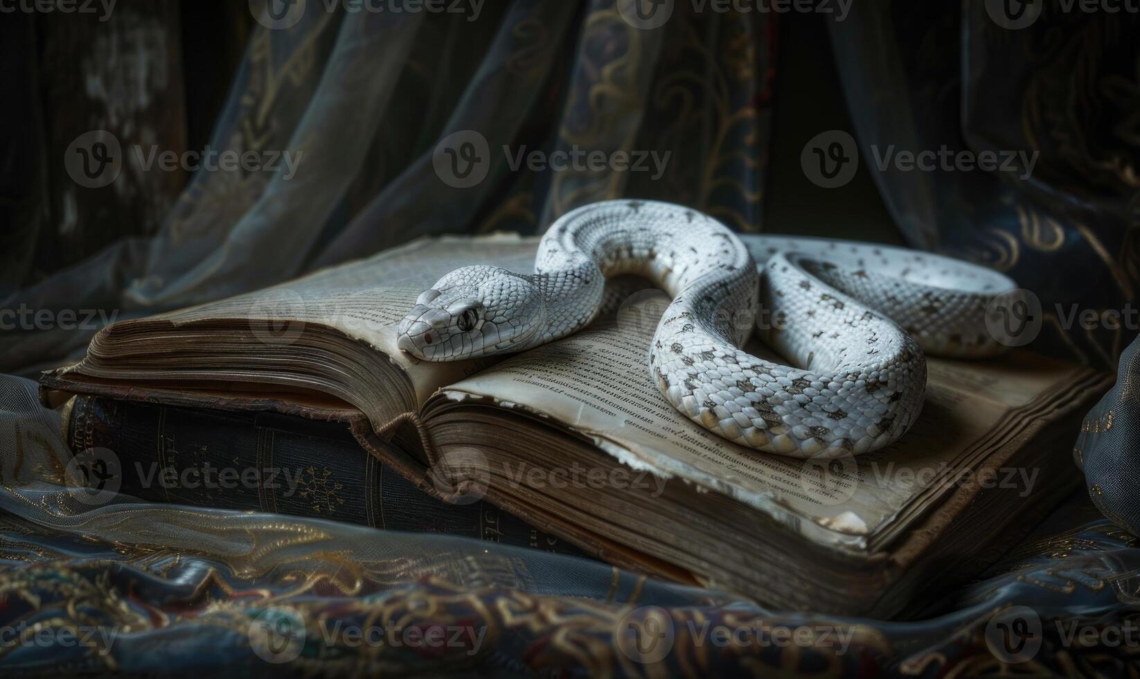 White snake and a wizard tome photo