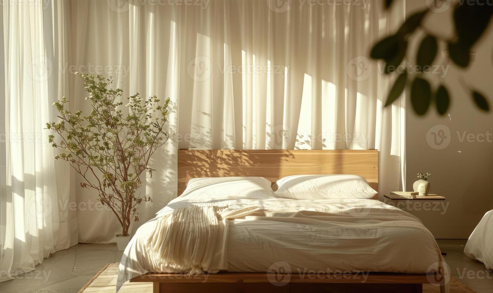 A contemporary bedroom in minimalist style photo