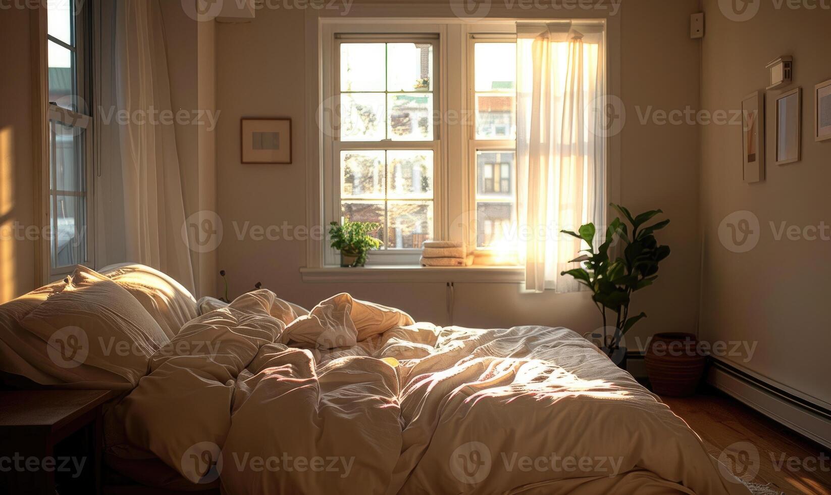 A contemporary bedroom in minimalist style photo
