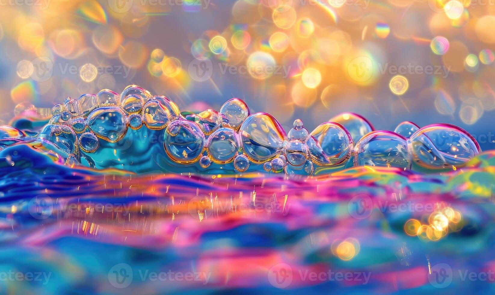 Multicolored water and foam bubbles, abstract background photo
