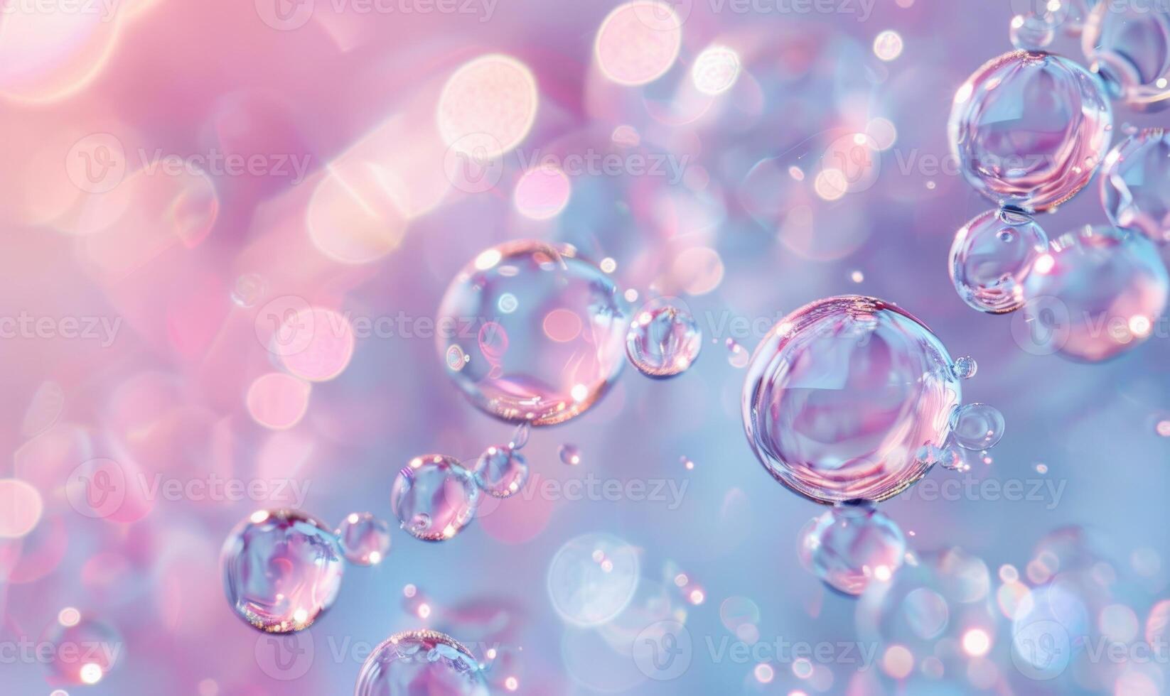 Pink and violet abstract background with water bubbles closeup photo