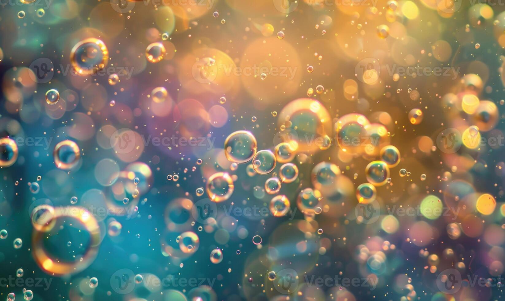Colored water bubbles and bokeh light, abstract background photo