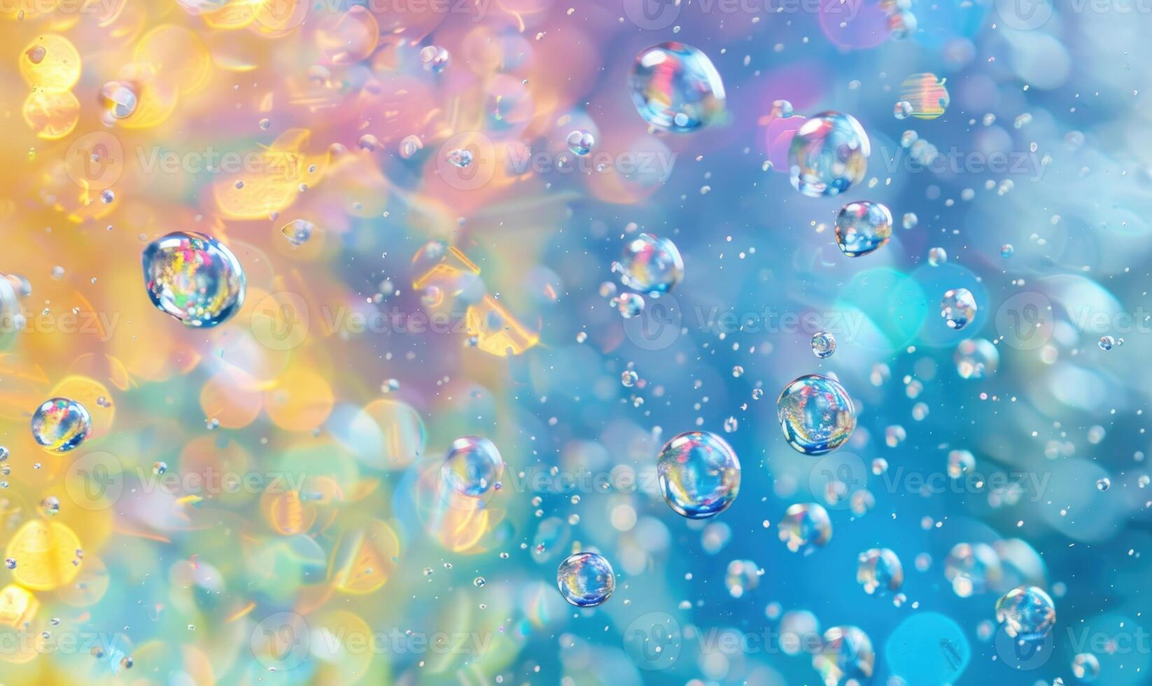 Multicolored water and foam bubbles, abstract background photo