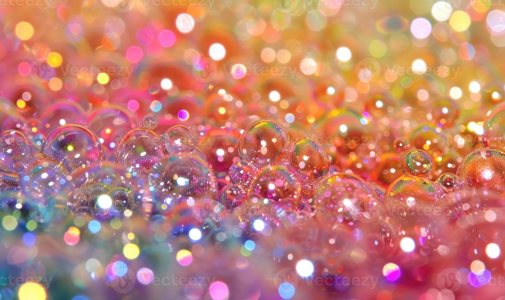 Multicolored abstract background with water bubbles closeup photo