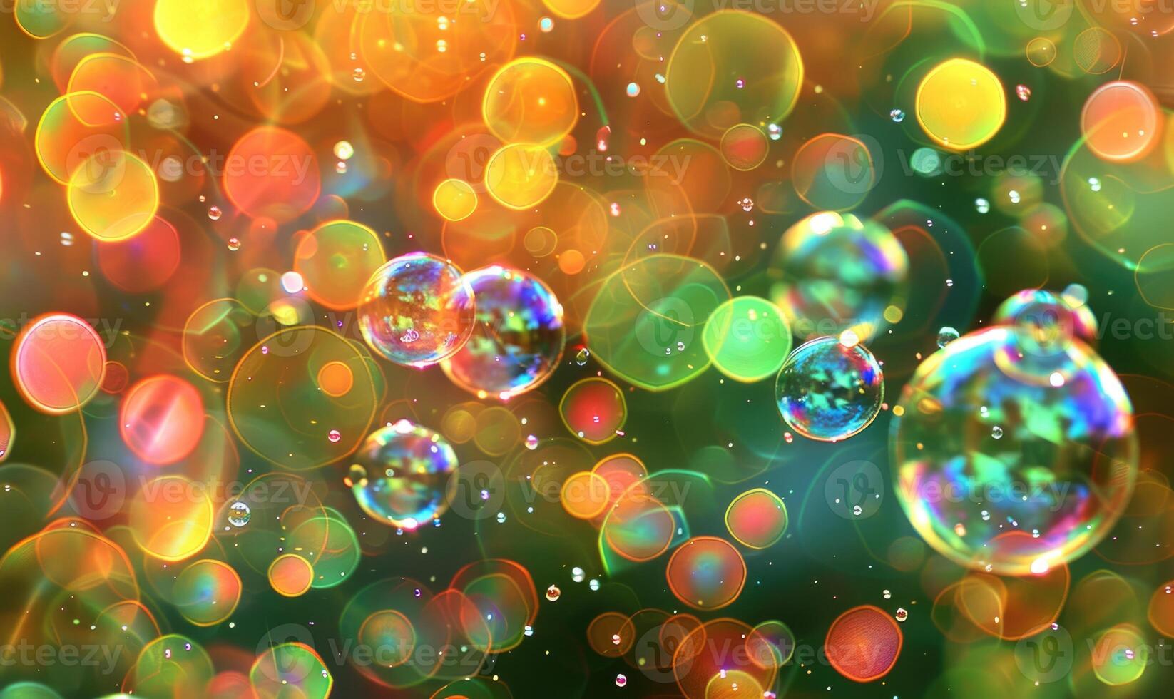 Multicolored abstract background with water bubbles closeup photo
