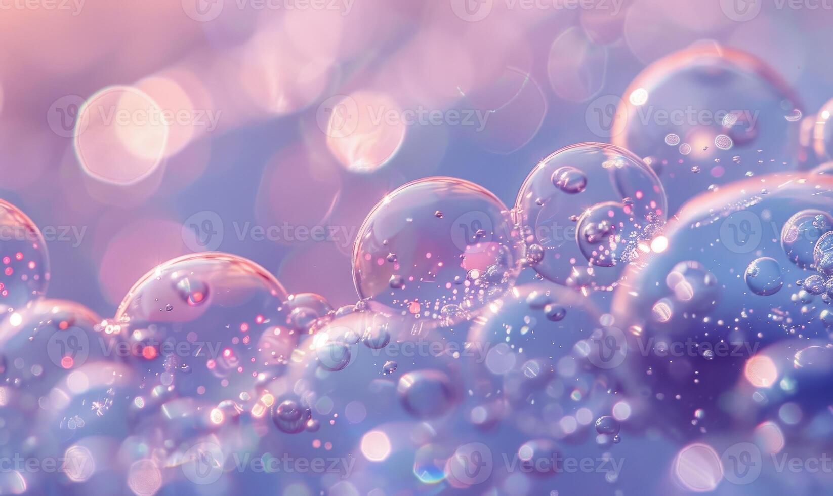 Pink and violet abstract background with water bubbles closeup photo