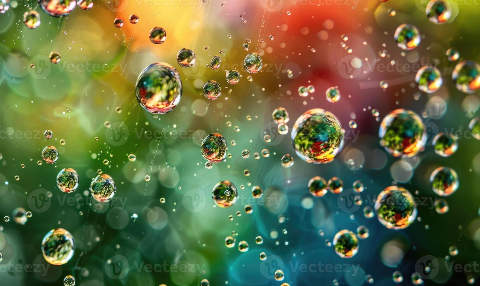 Multicolored abstract background with water bubbles closeup photo