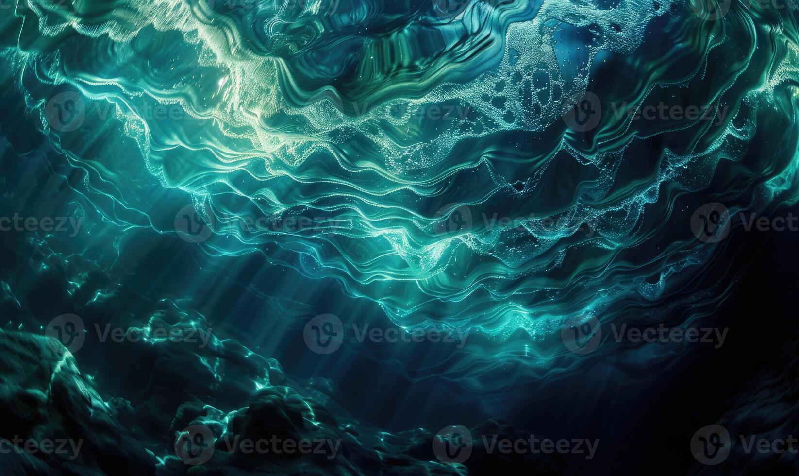 Caustic and rippling seabed surface, underwater scene photo