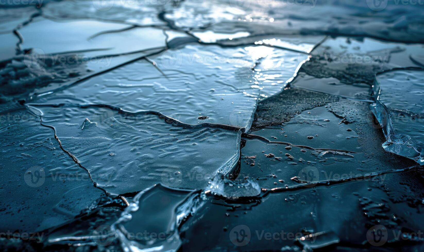 Cracked ice surface background, natural ice texture photo