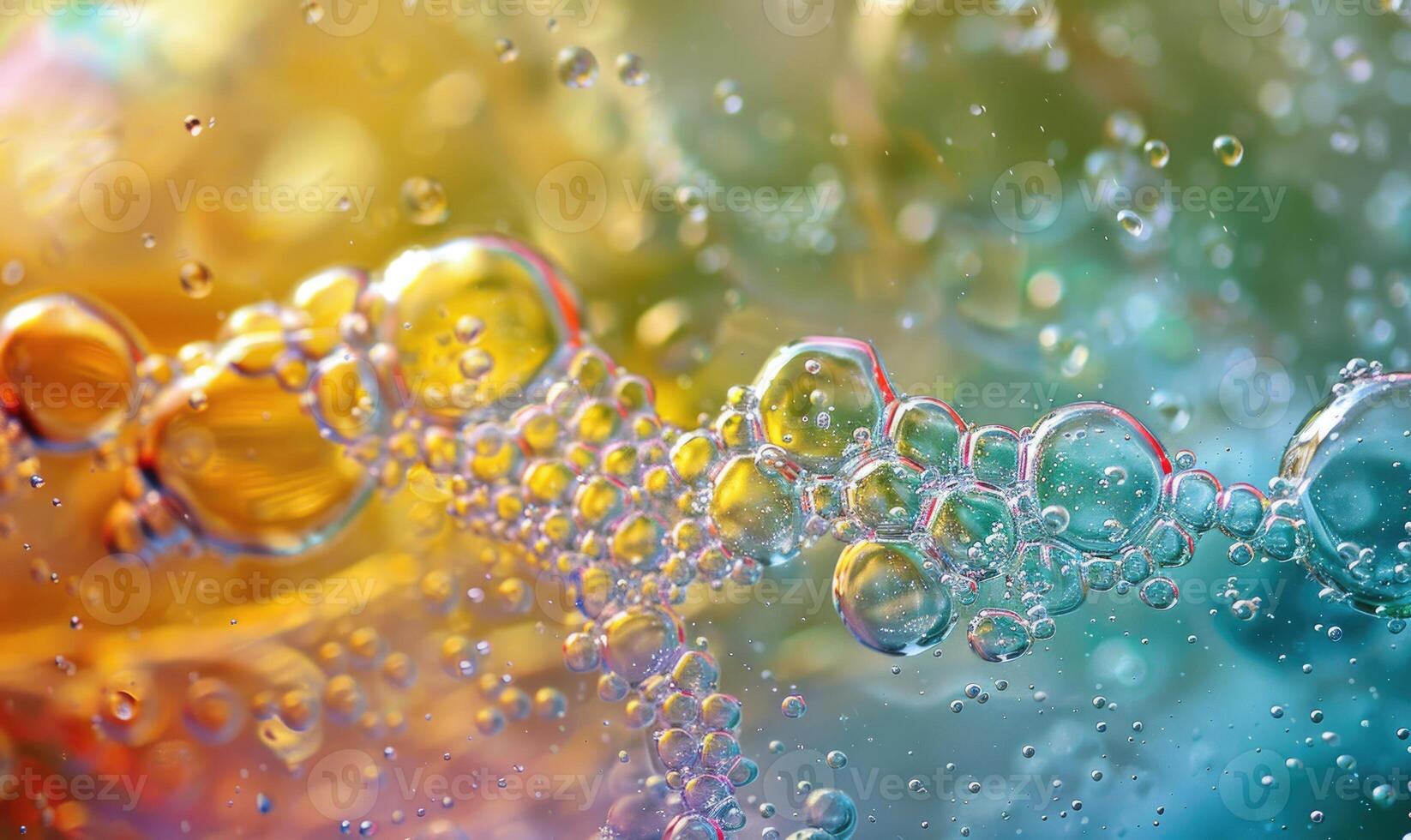 Colored water and foam bubbles, abstract background photo