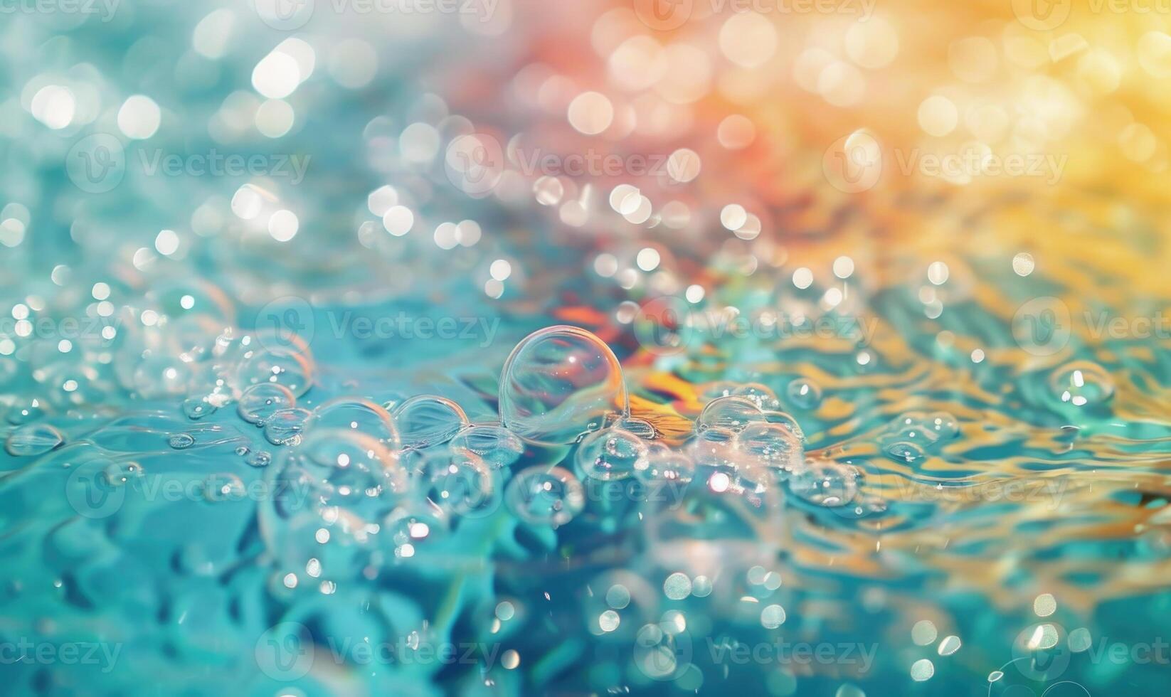 Multicolored water and foam bubbles, abstract background photo