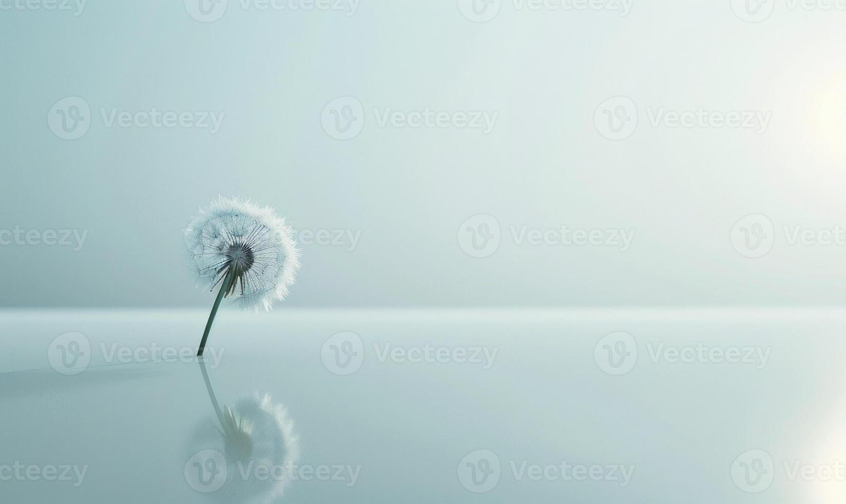 A white dandelion gracefully poised on a soft white surface photo