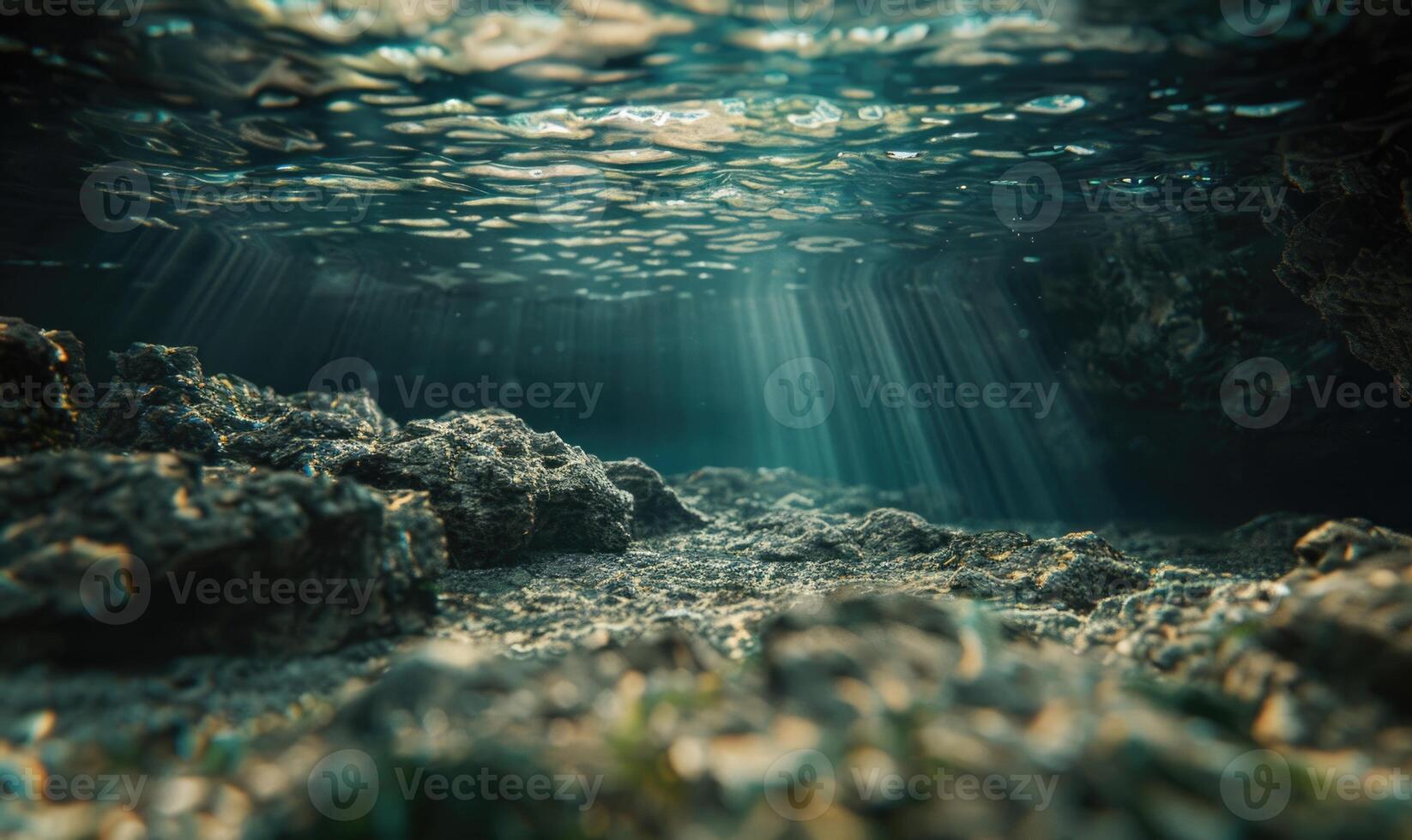 Seabed surface with mesmerizing caustic patterns photo