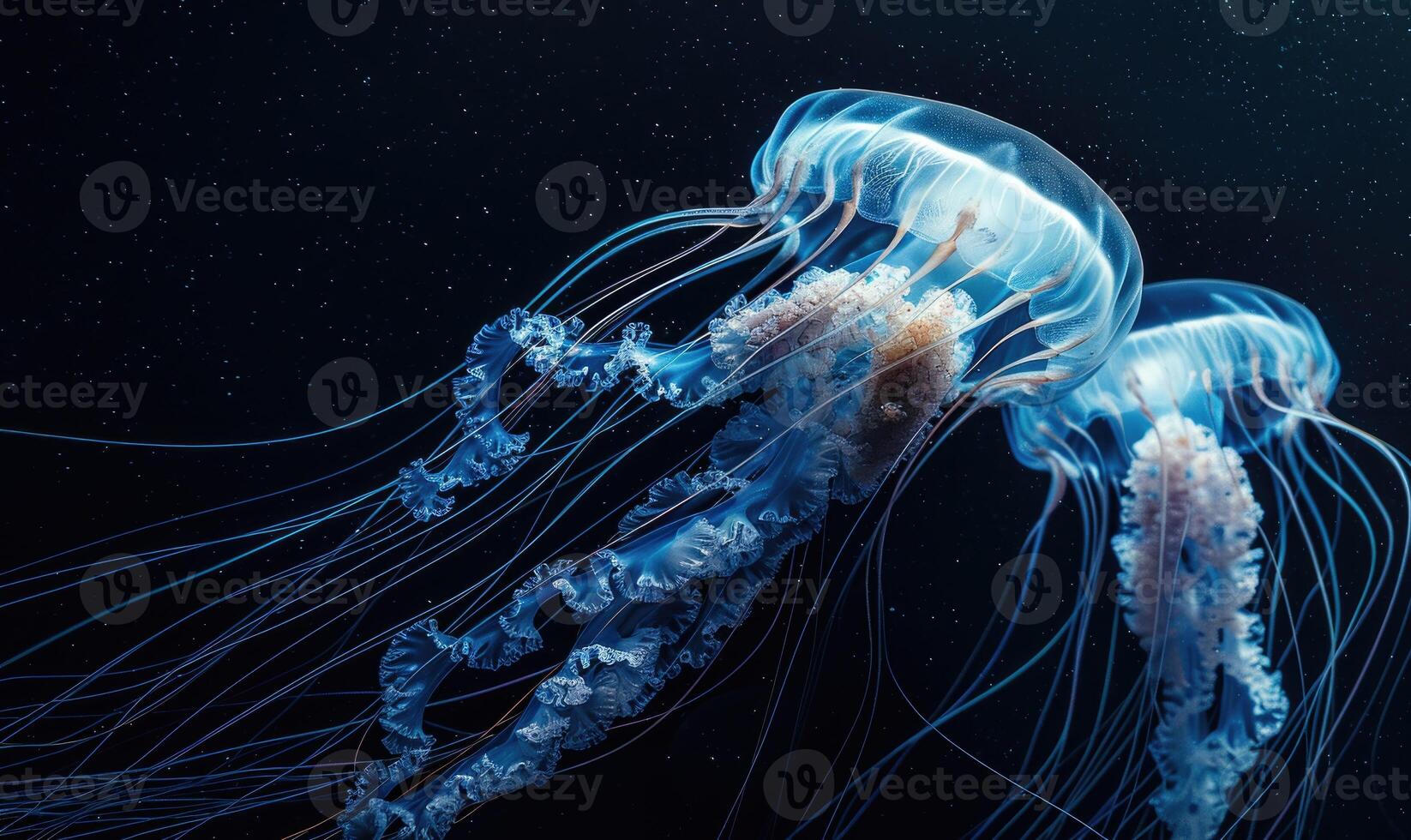 Grand jellyfish gliding, nature background photo