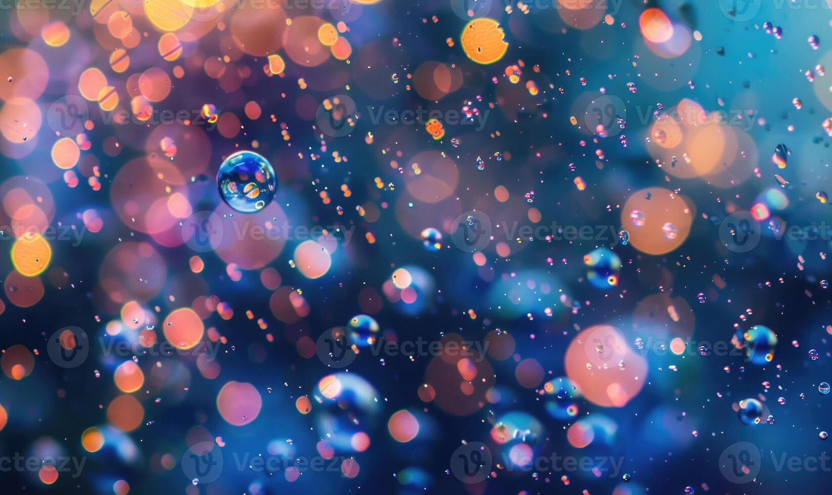 Colored water bubbles and bokeh light, abstract background photo