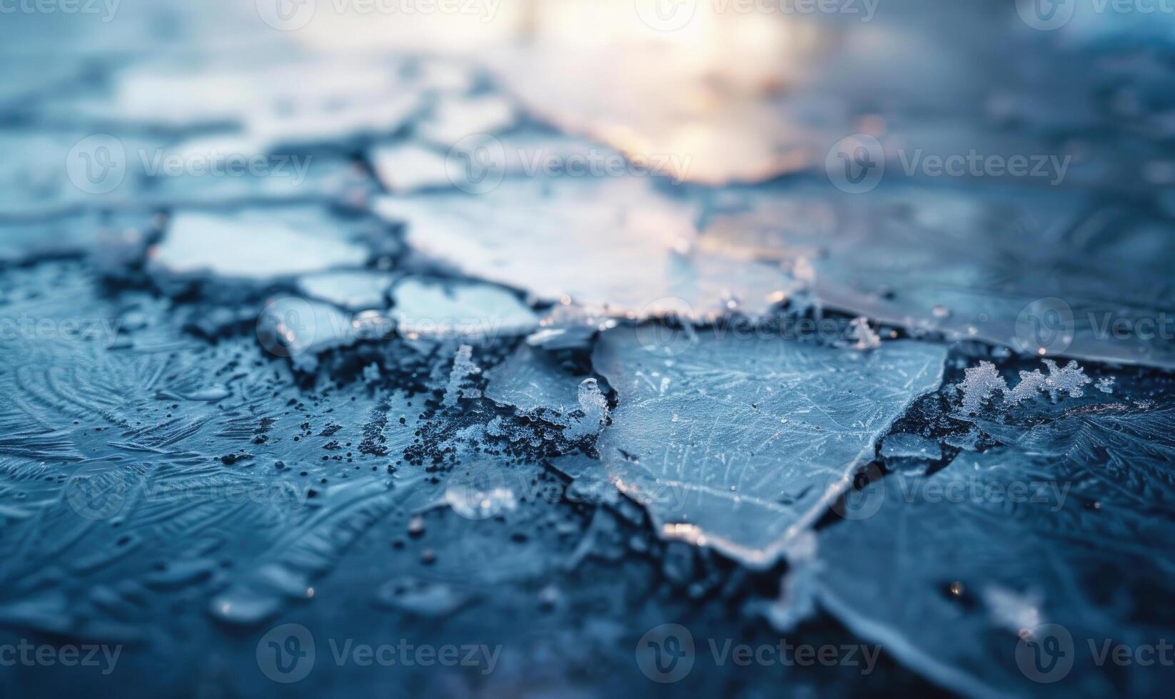 Cracked ice surface background, natural ice texture photo