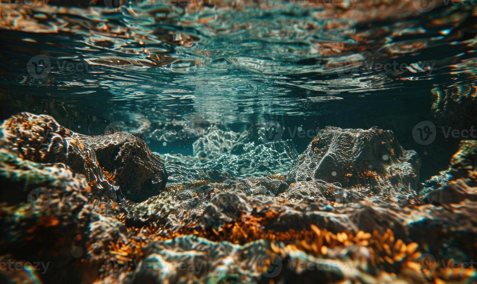 Seabed surface with mesmerizing caustic patterns photo