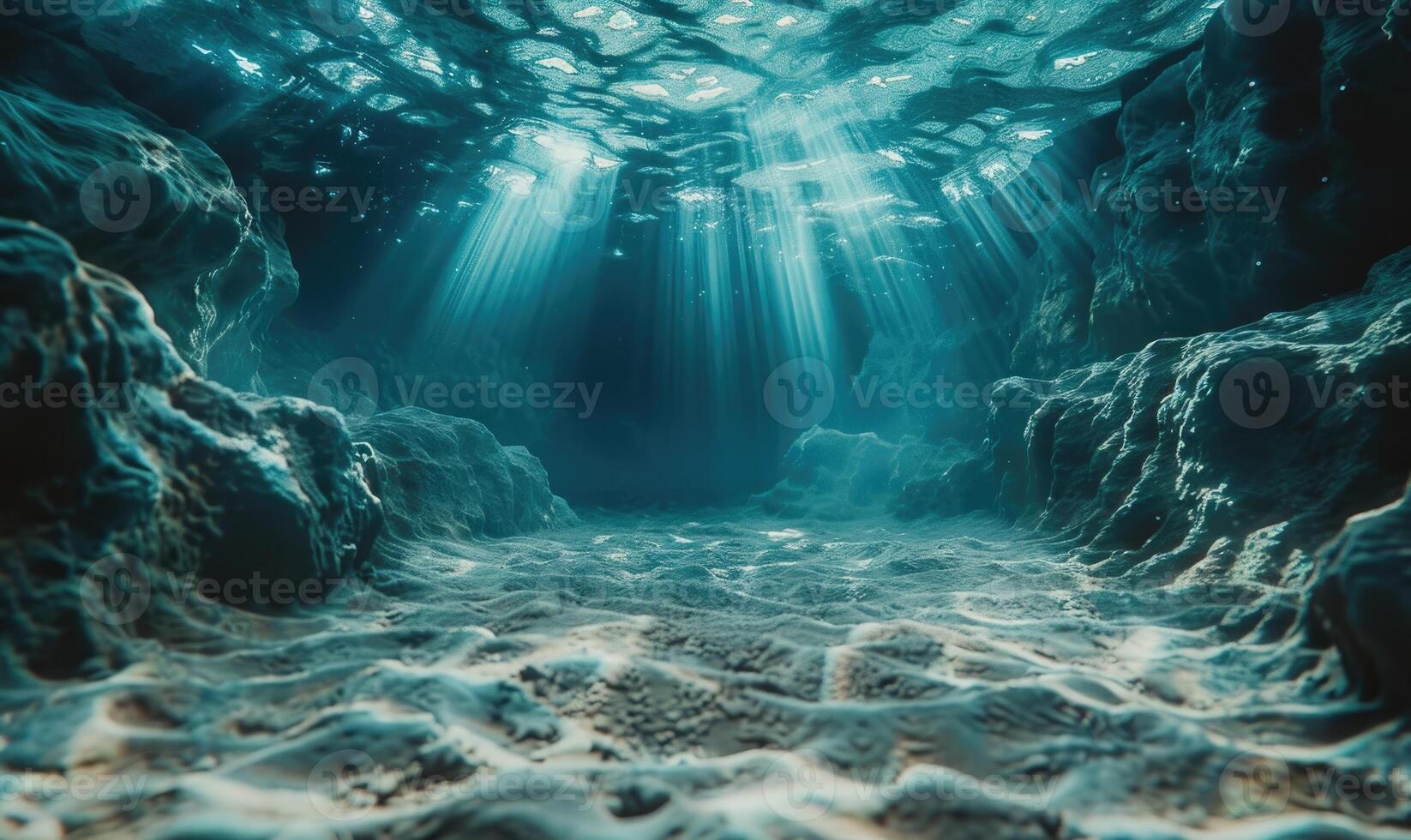 Seabed surface with mesmerizing caustic patterns photo