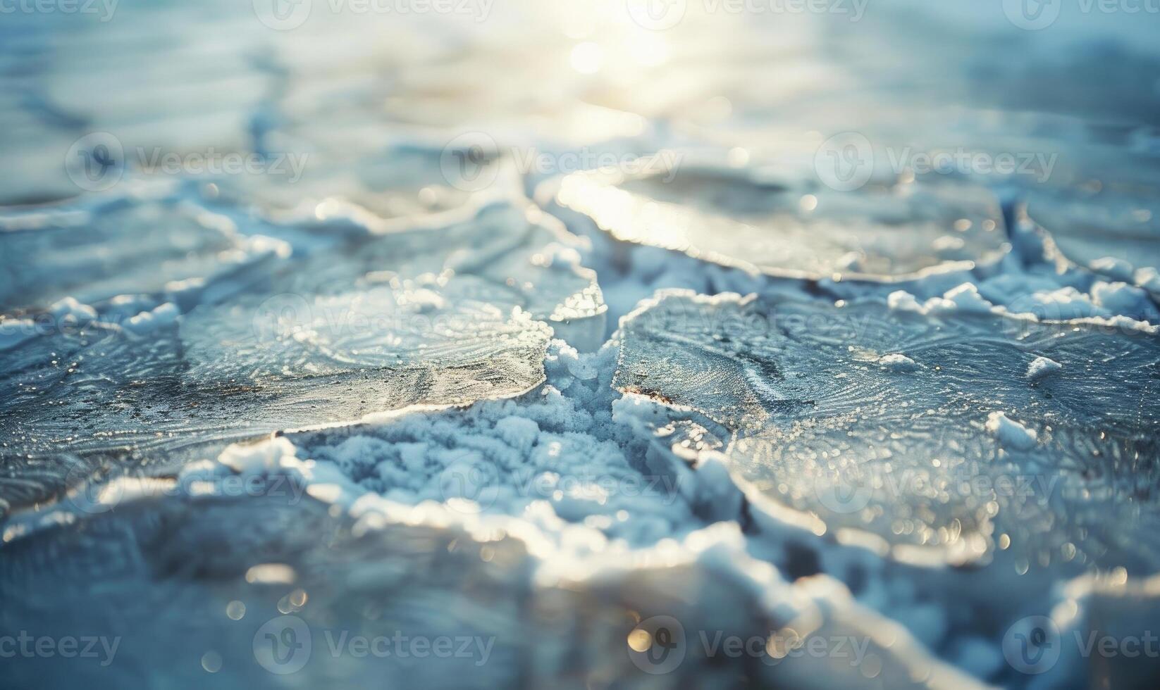 Cracked ice surface background, natural ice texture photo
